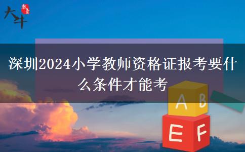 深圳2024小学教师资格证报考要什么条件才能考