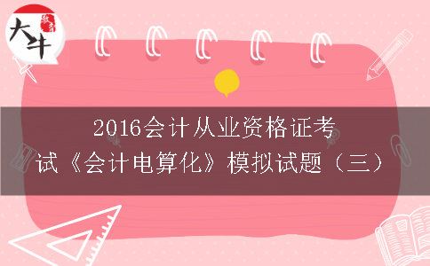 2016会计从业资格证考试《会计电算化》模拟试题（三）