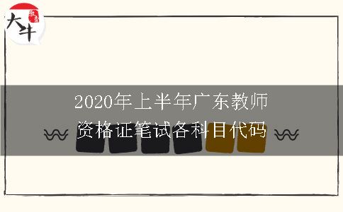 2020年上半年广东教师资格证笔试各科目代码