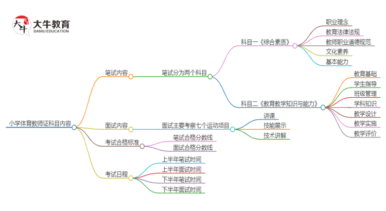 小学体育教师证科目内容（全）思维导图