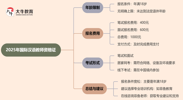 2025年国际汉语教师资格证年龄限制多大思维导图